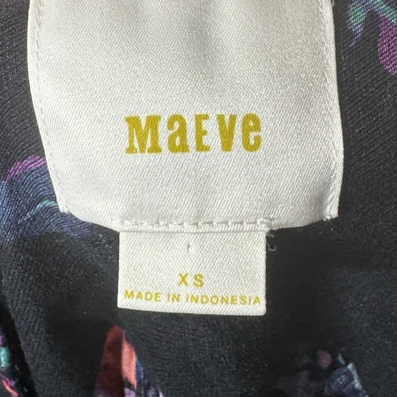 Anthropologie Maeve Gardenia Black Pink Purple Floral Linen Blend Blouse Top XS - Picture 15 of 16